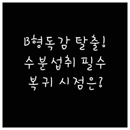 B형 독감 회복을 위한 수분 섭취와 ..