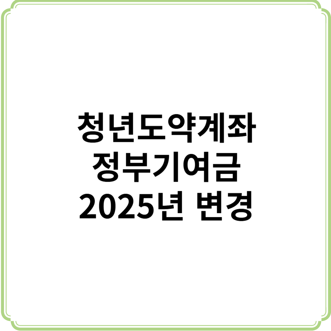 청년도약계좌 정부기여금 2025년 변경 금액
