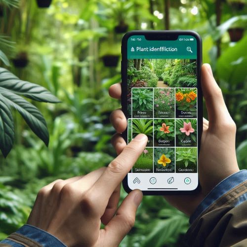 식물사이트에서 식물을 찾는 모습