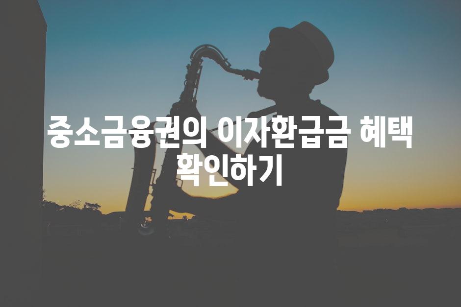 중소금융권의 이자환급금 혜택 확인하기