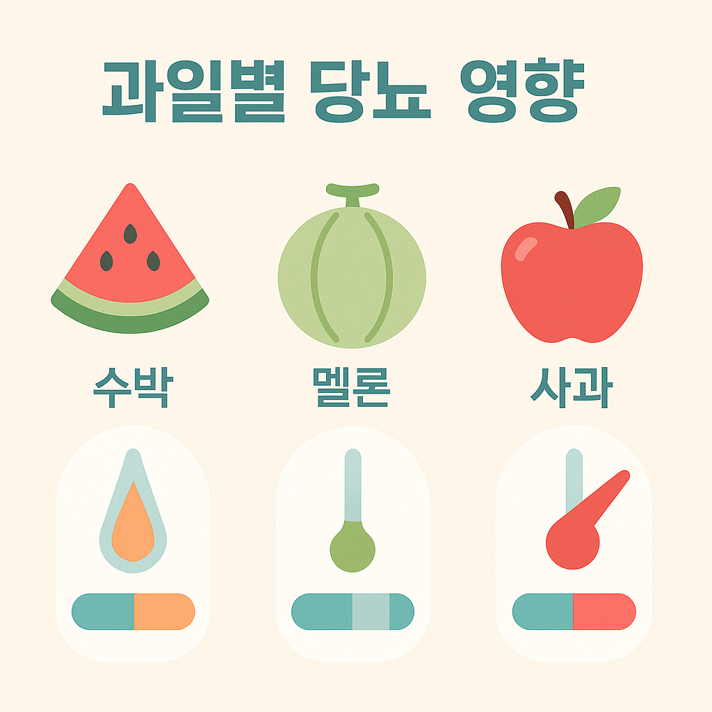 과일별 당뇨 영향 (수박,멜론,사과) 관련 사진