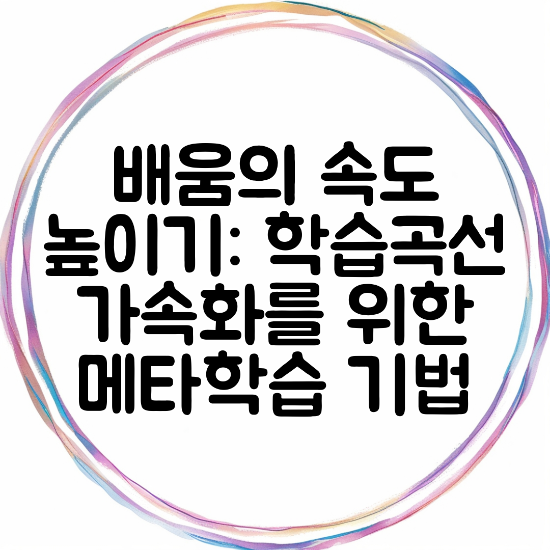 배움의 속도 높이기 학습곡선 가속화를 위한 메타학습 기법