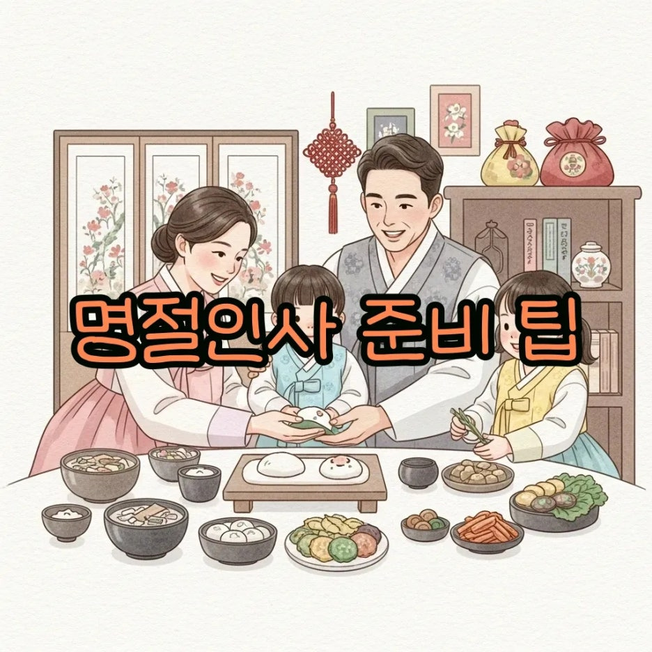 가족이 모여 설 명절을 준비하는 따뜻한 풍경