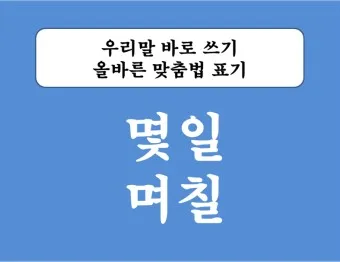 며칠 몇일 맞춤법 맞는표현_21