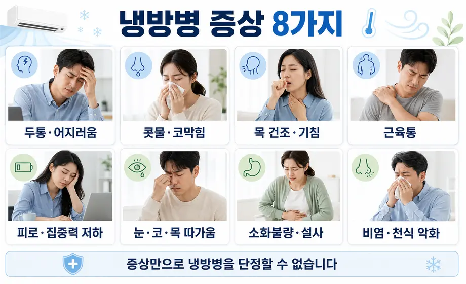 두통 기침 근육통 피로 등 냉방병 증상 8가지