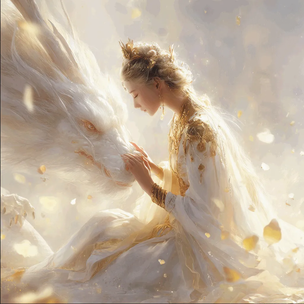 미드저니로 생성한 예시- 흰 용과 관세음보살