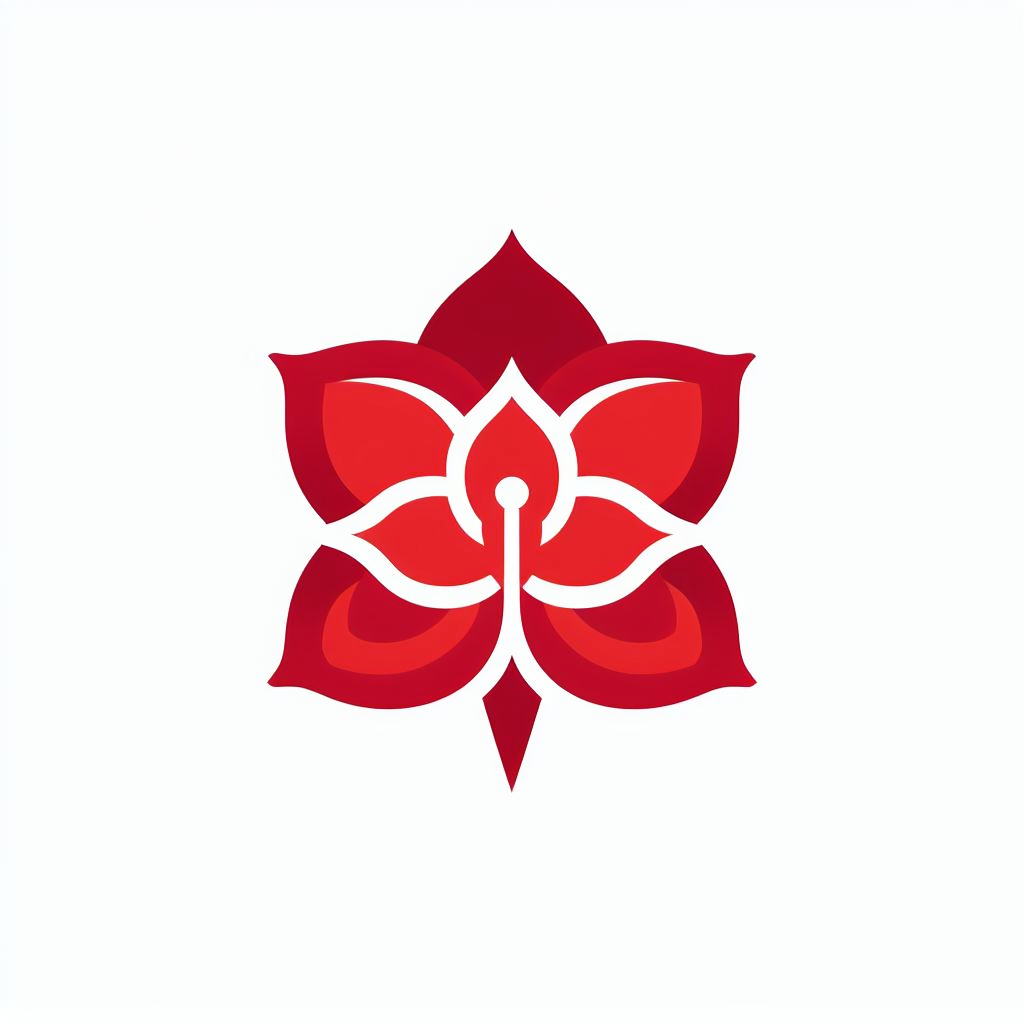 빨간색 맨드라미 꽃 로고 4