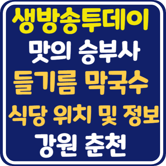생방송 투데이 춘천 들기름 막국수 식당 위치 및 정보 : 맛의 승부사