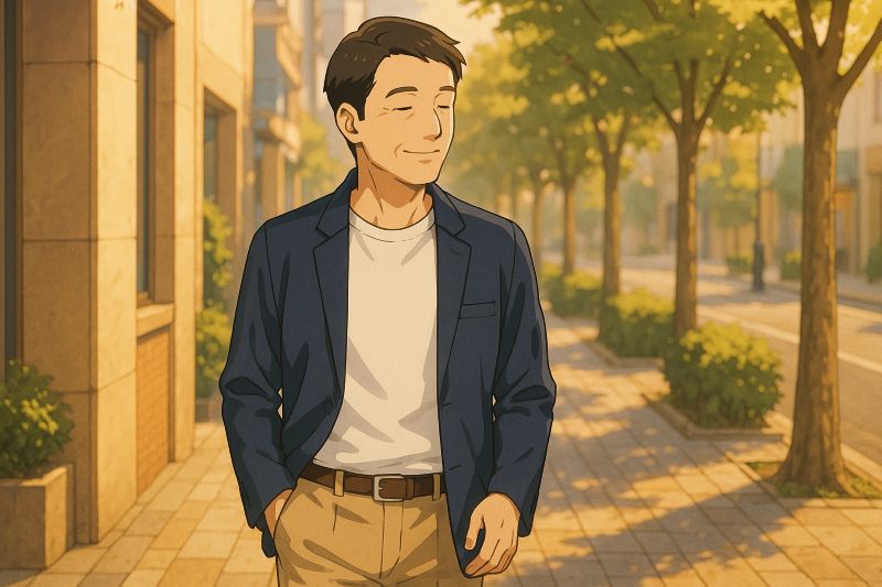 자기다움과 여유를 지닌 중년의 긍정적인 라이프스타일을 상징하는 이미지