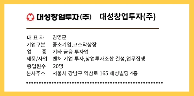 대성창투-기업개요