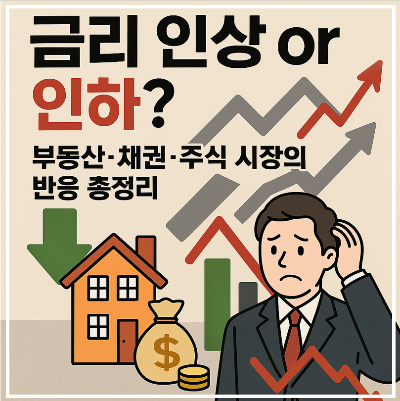 금리인상, 인하 부동산 채권 ,주식시장 반응 이미지