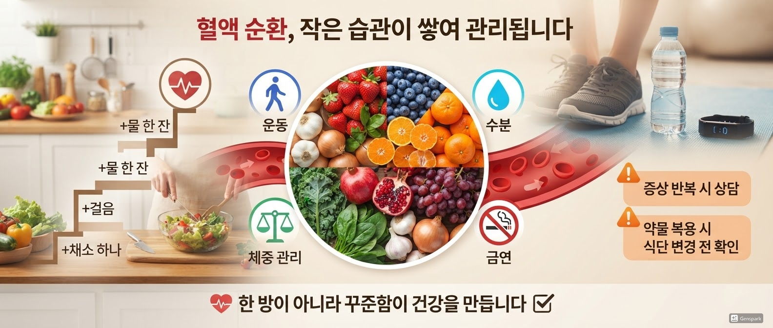 혈액 순환, 작은 습관이 쌓여 관리됩니다