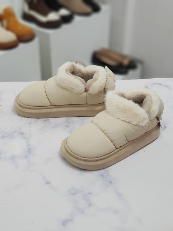 한슈 패딩 리본장식 퍼안감 여성 로퍼 털신 pr HS150810