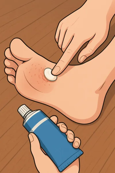 발가락 무좀 연고 바르는 장면