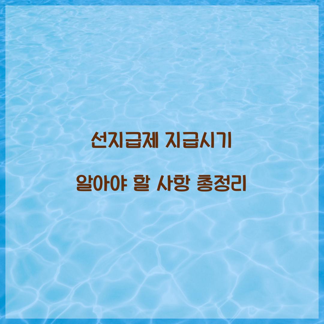 선지급제 지급시기