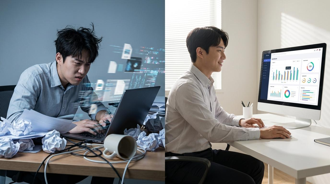 복잡한 해외 거래소 데이터를 자동화 툴로 해결하는 모습