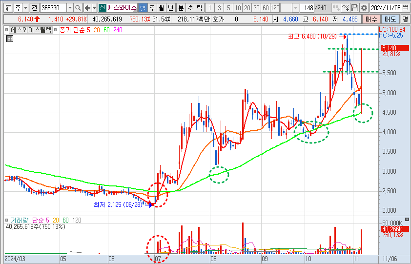 에스와이스틸텍 주가 일봉 차트 분석