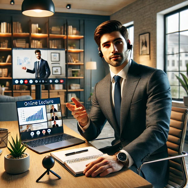 직장인, 남성, 온라인 강의 이미지 사진