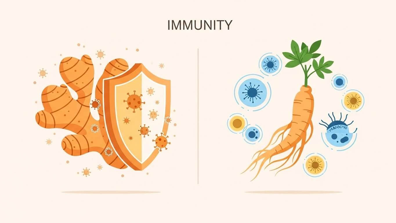 면역력 강화 효과 비교 &ndash; 생강 vs 인삼