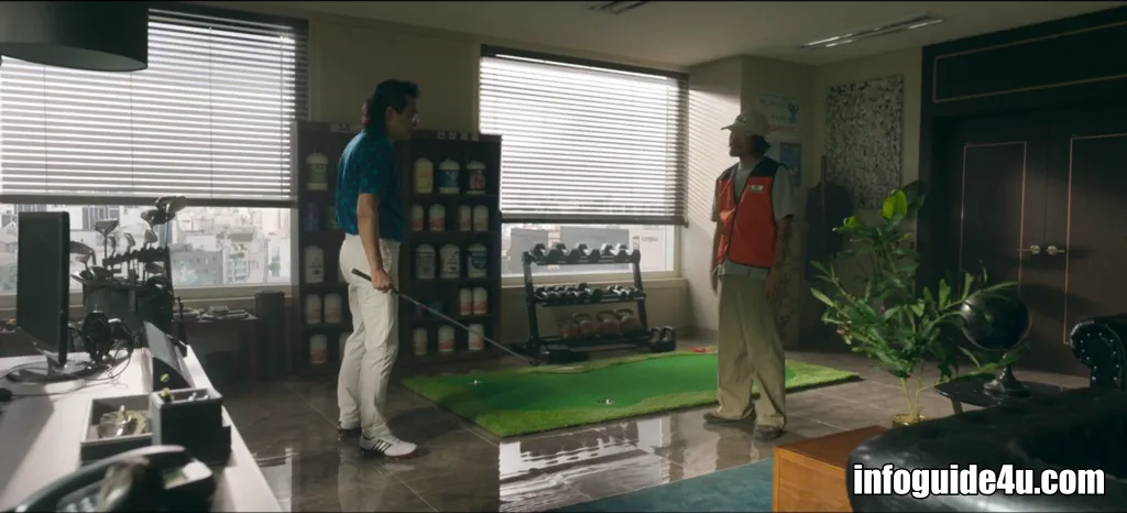 사무실에서 프랭크와 이야기하는 진천