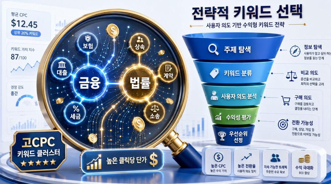 금융 및 법률 분야 고단가 키워드 분석과 검색 의도 매칭을 통한 수익 극대화 전략