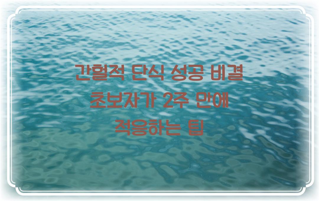간헐적 단식 성공 비결! 초보자가 빠르게 적응하는 방법