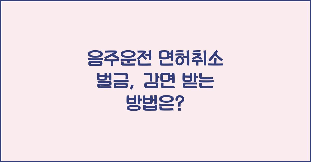 음주운전 면허취소 벌금