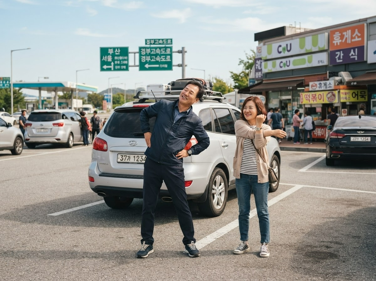 명절 허리 통증 예방 휴게소 스트레칭