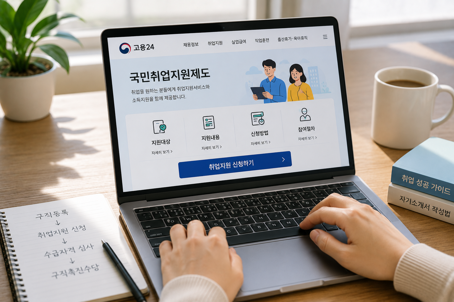 노트북으로 확인하는 국민취업지원제도