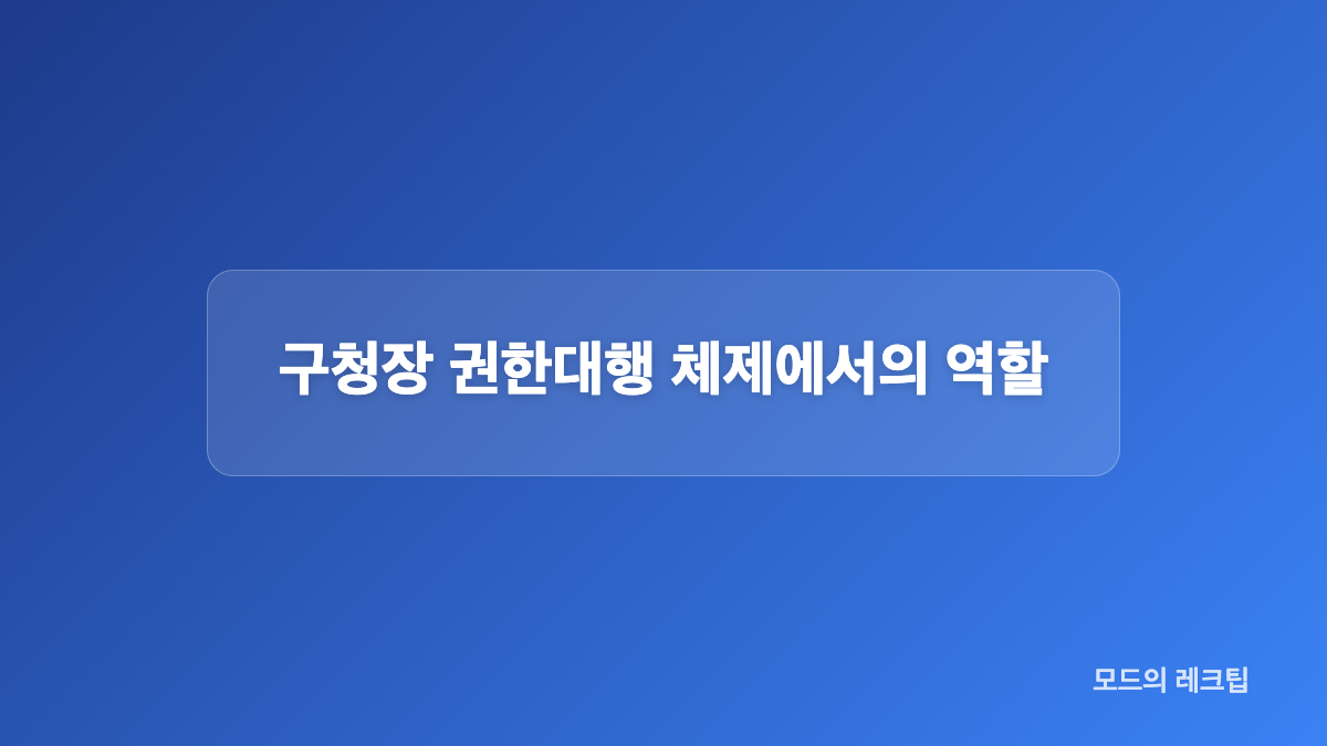 인구 기준으로 보는 부구청장 직급과 행정 구조