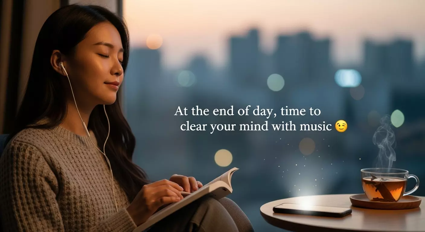 음악 감상하고 있는 20대 이미지