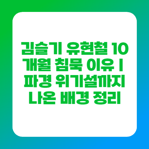 김슬기 유현철 10개월 침묵 이유｜파경 위기설까지 나온 배경 정리