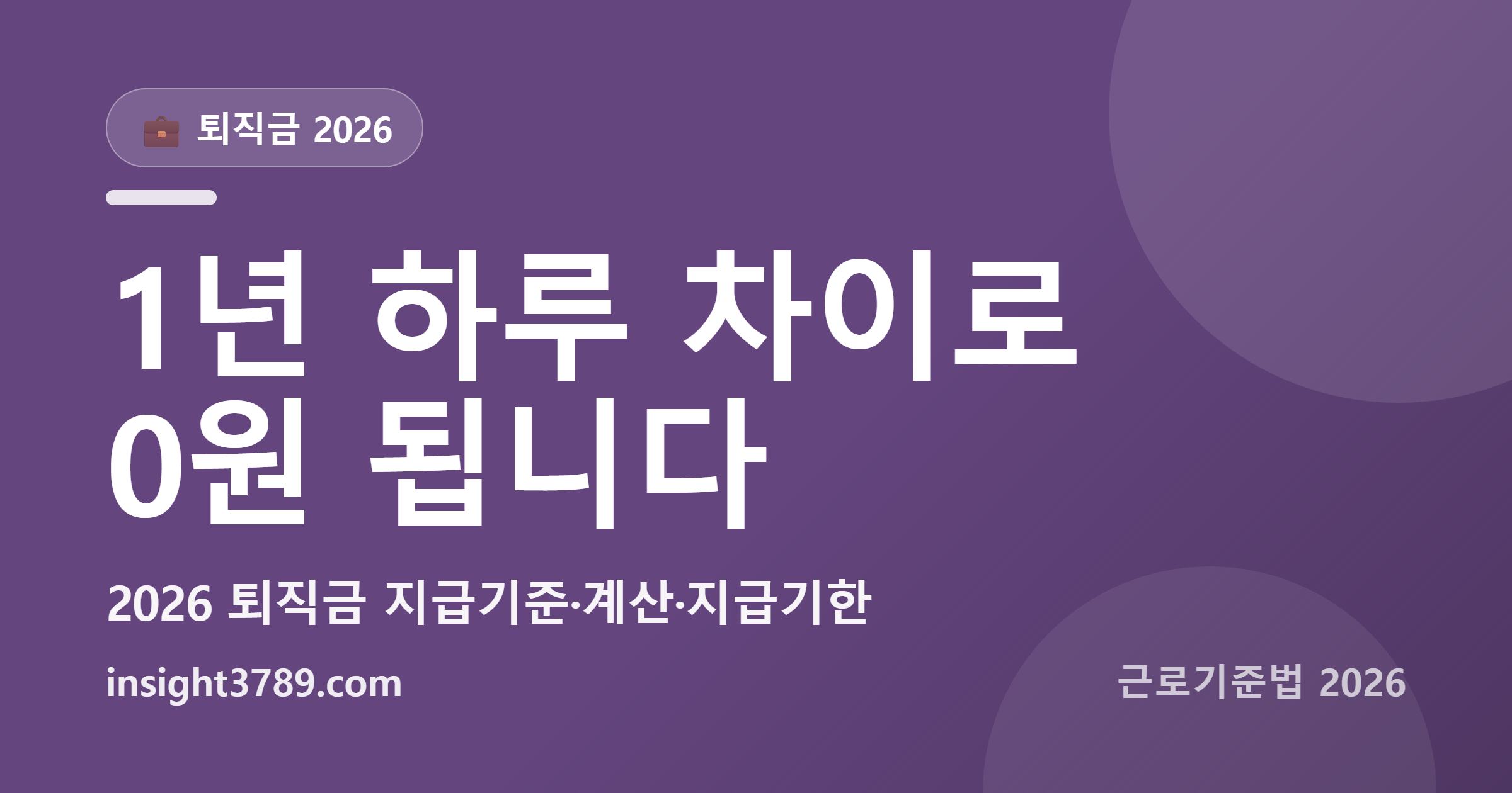퇴직금 지급기준 2026 &mdash; 1년 하루 차이로 0원, 주 15시간이 갈림길입니다