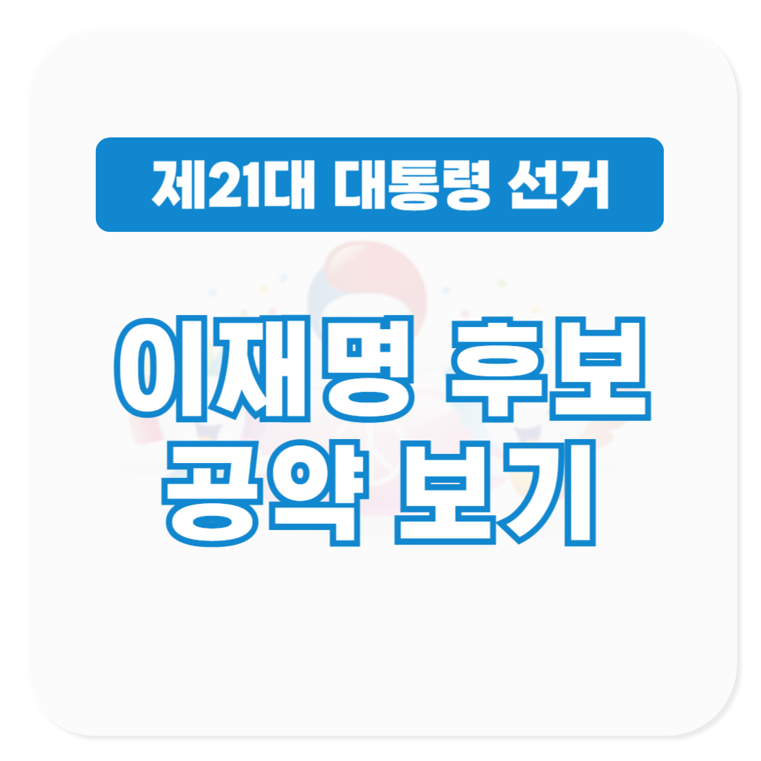 21대 대통령 선거 더불어민주당 이재명 후보 공약