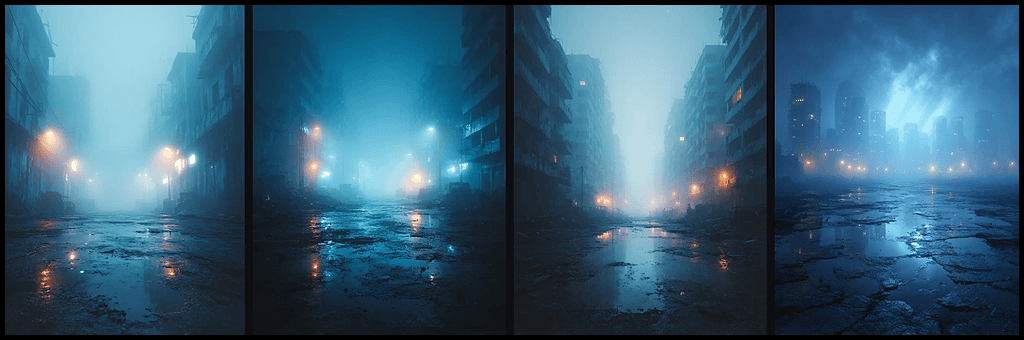 dystopian town 세계관 실험 생성 이미지_ Midjourney