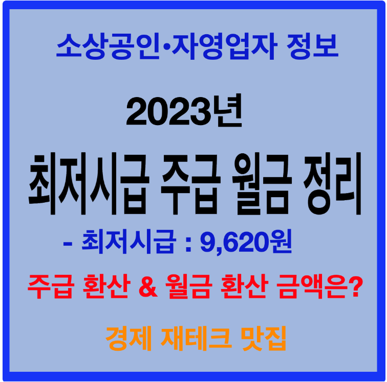 2023년 최저시급 주급 월금 주휴수당 폐지 정리