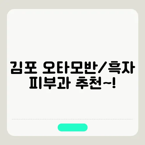 김포 오타모반/흑자 피부과 추천~!