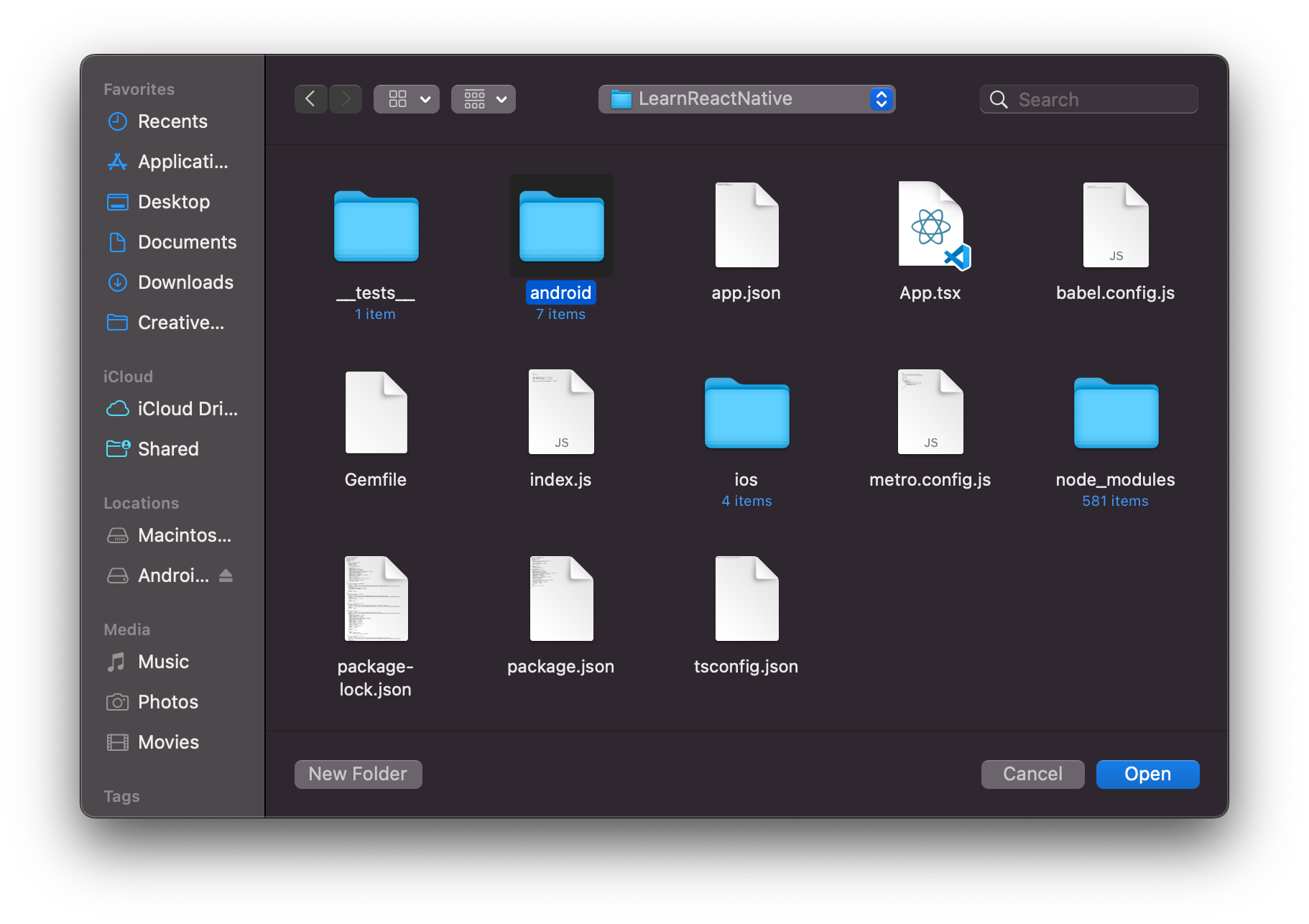 LearnReactNative 안에 있는 안드로이드 프로젝트