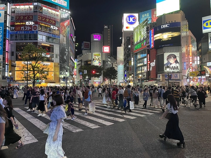 일본 시부야 스크램블 교차로