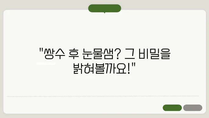 쌍수하고 눈물샘이 붓는 이유 알아보기