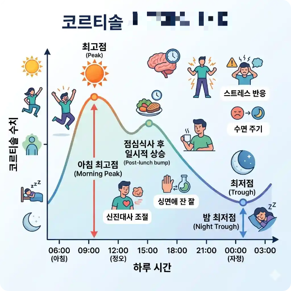 코르티솔 리듬을 시각화한 그래프