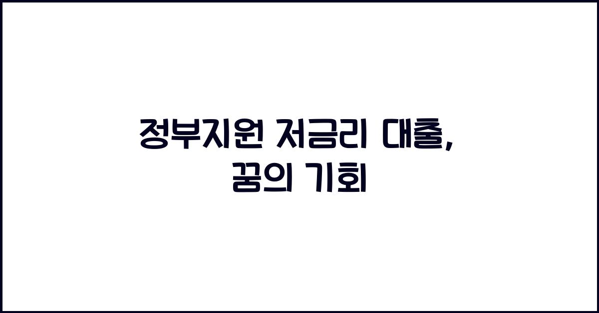 정부지원 저금리 대출