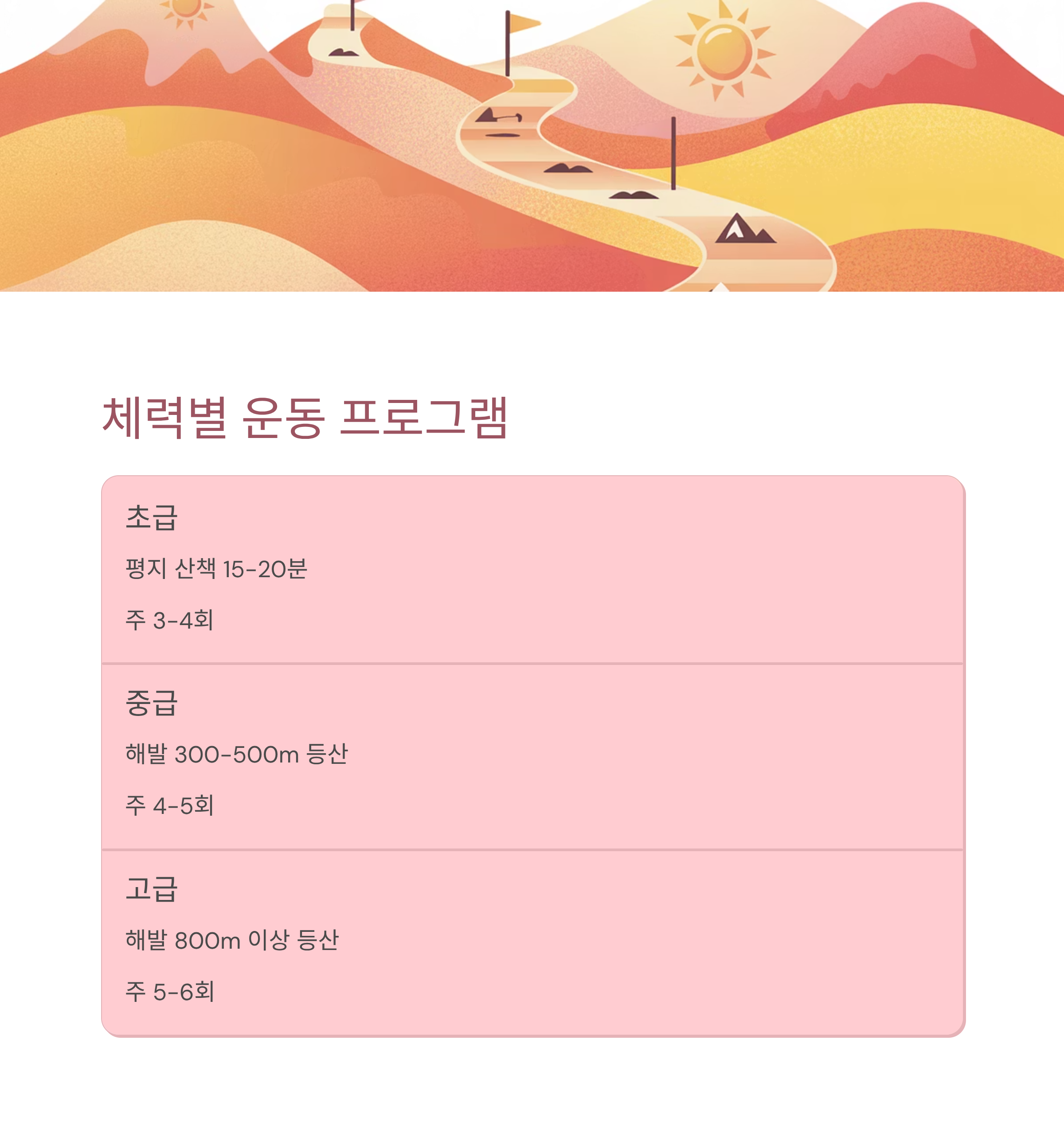 암치료 중 체력별 운동 프로그램