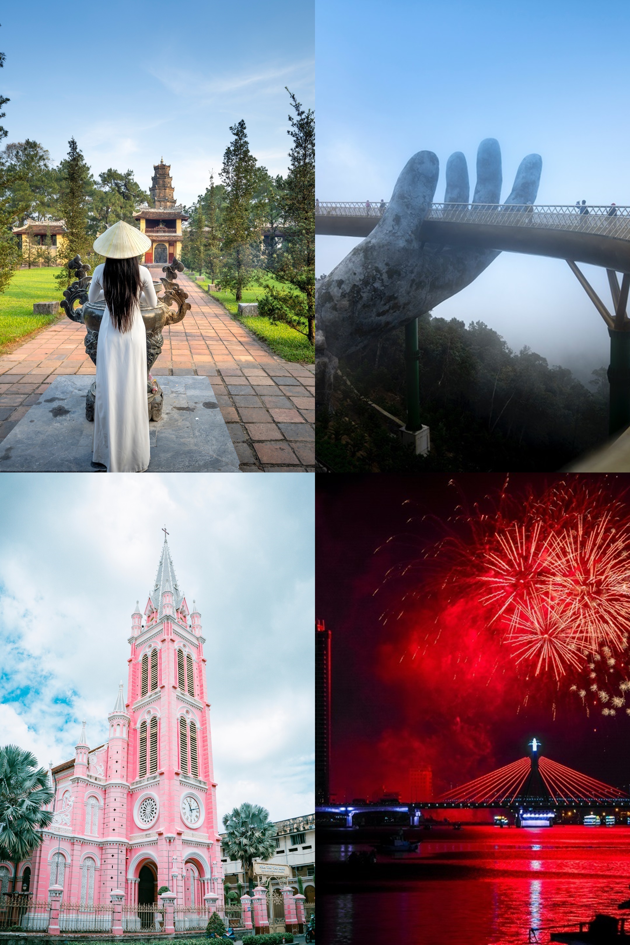 베트남 다낭, 골든브릿지, 핑크성당, 야경 사진