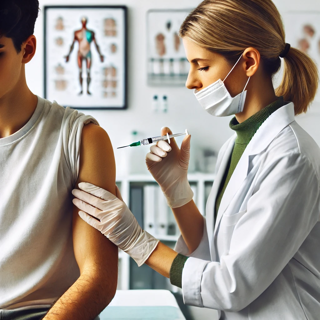 예방접종을 맞는 사람의 모습