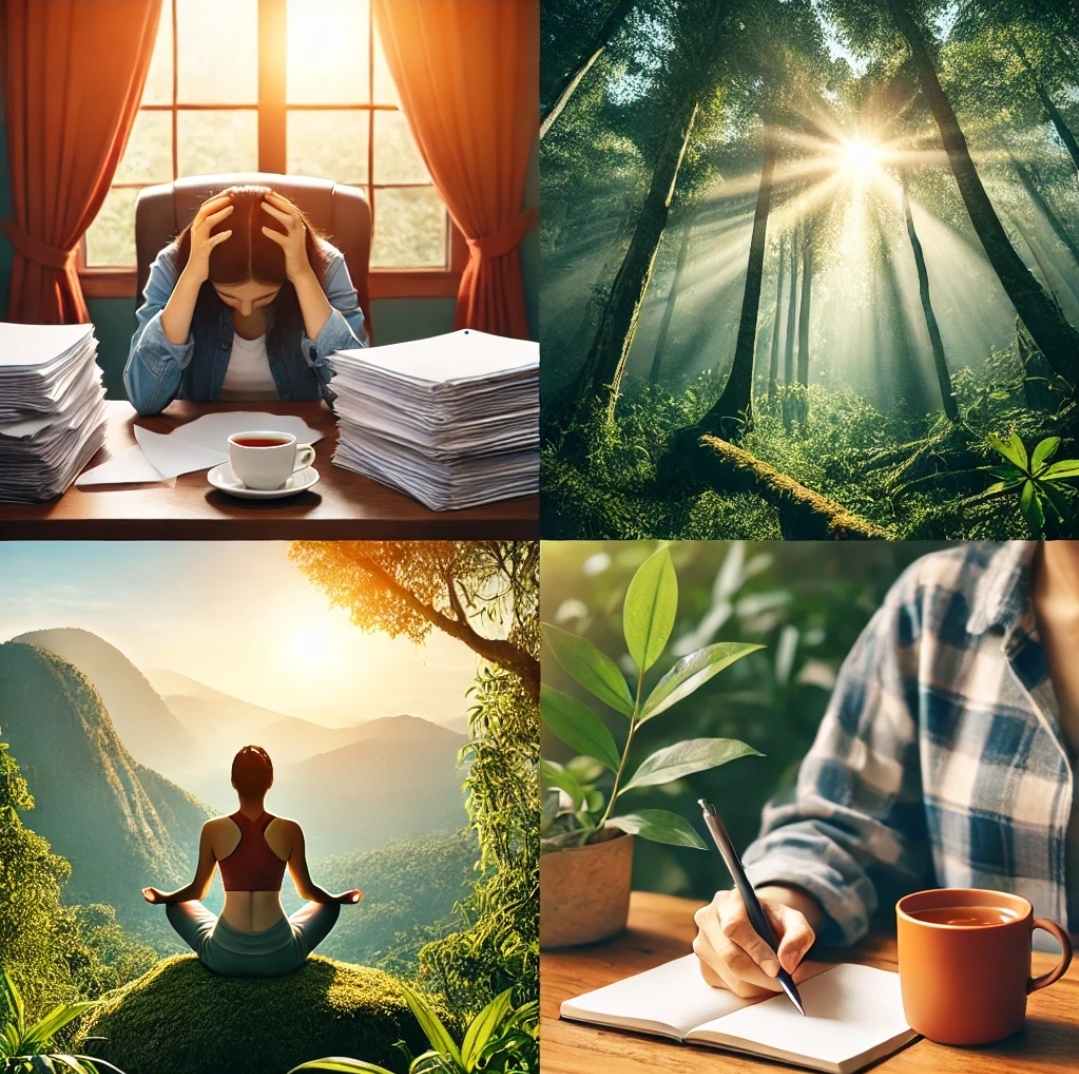 스트레스, 자연, 힐링, 습관을 표현한 이미지