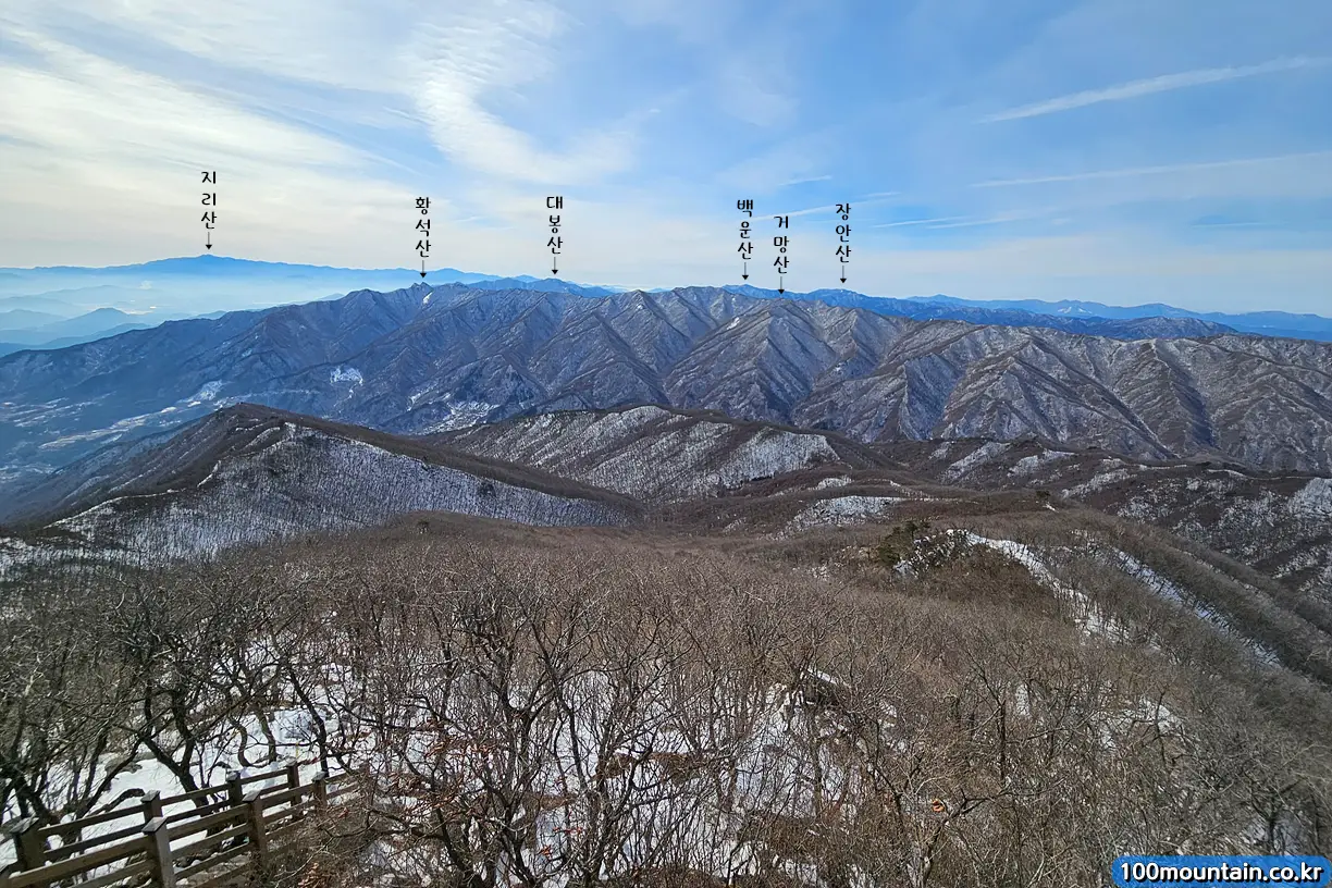 기백산 전망대에서 바라본 지리산 황석산 대봉산 백운산 거망산 장안산