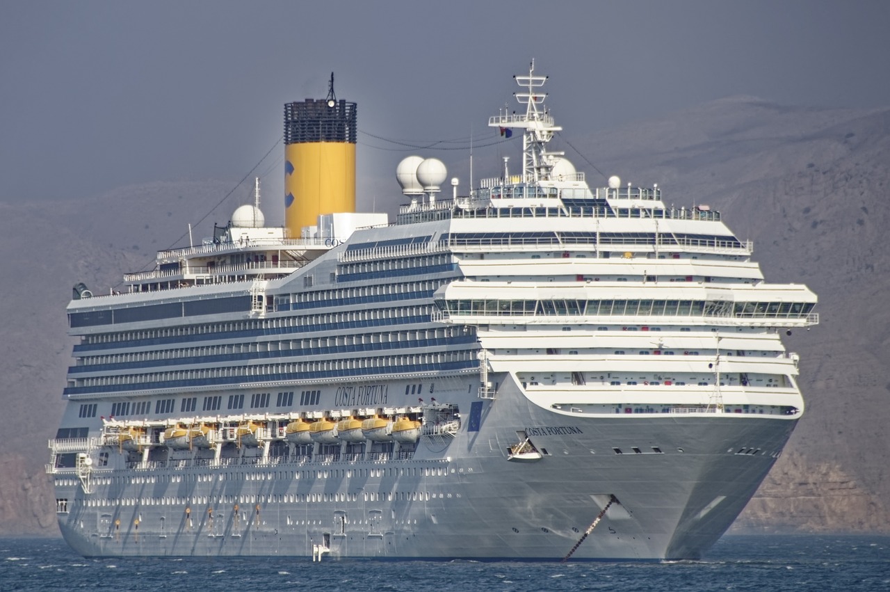 바다를 항해하는 크루즈 여객선