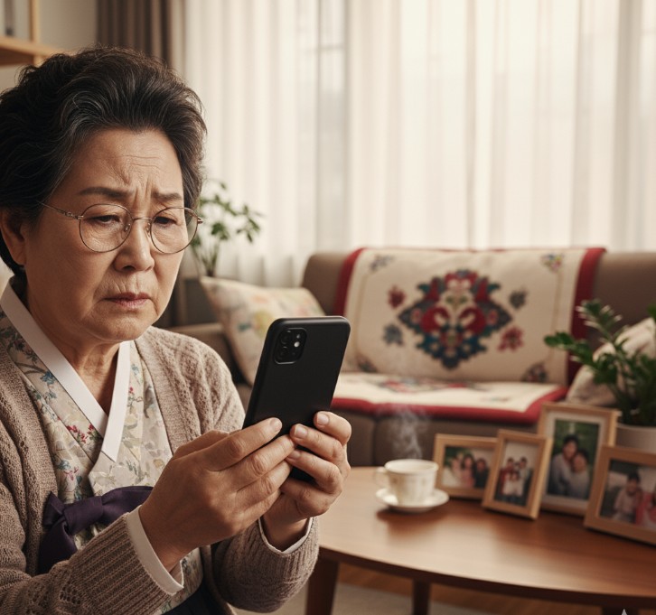 어머니, 저예요. 폰이 고장났어요