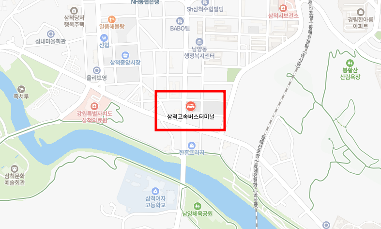 삼척고속버스터미널 지도위치